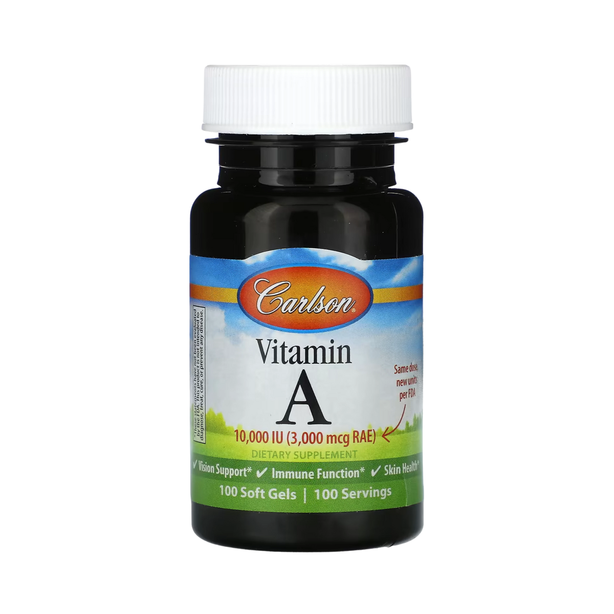Carlson, Vitamin A, 3000 Mcg RAE (10,000 IU), 100 Soft Gels