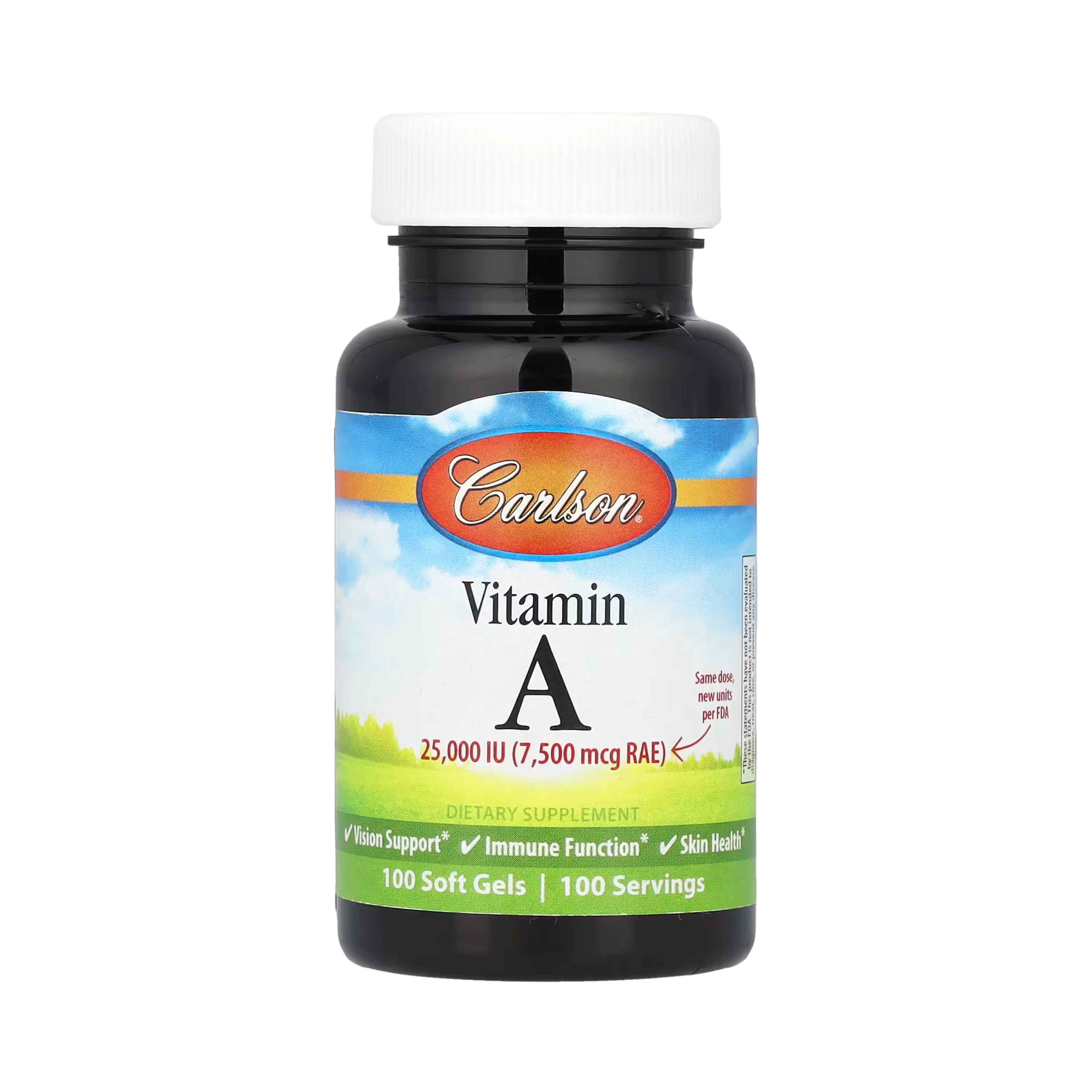 Carlson, Vitamin A, 7,500 mcg RAE (25,000 IU), 100 Soft Gels