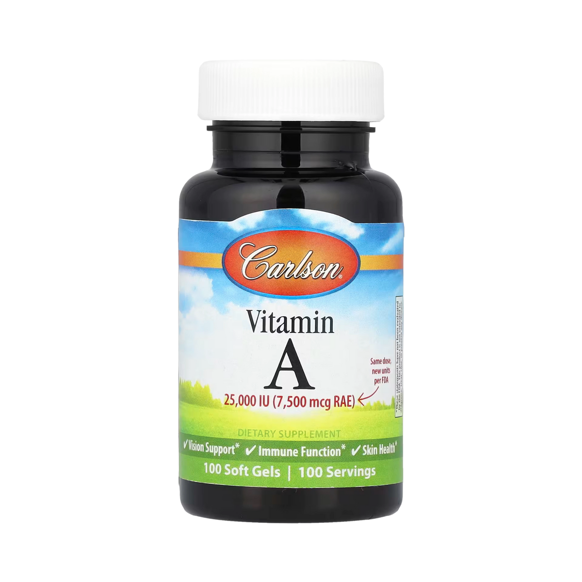 Carlson, Vitamin A, 7,500 mcg RAE (25,000 IU), 100 Soft Gels