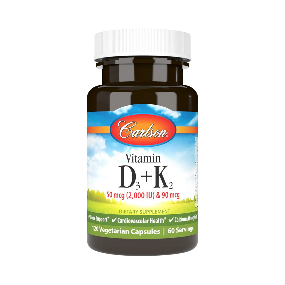 Carlson, Vitamin D3 + K2, 120 Vegetarian Capsules