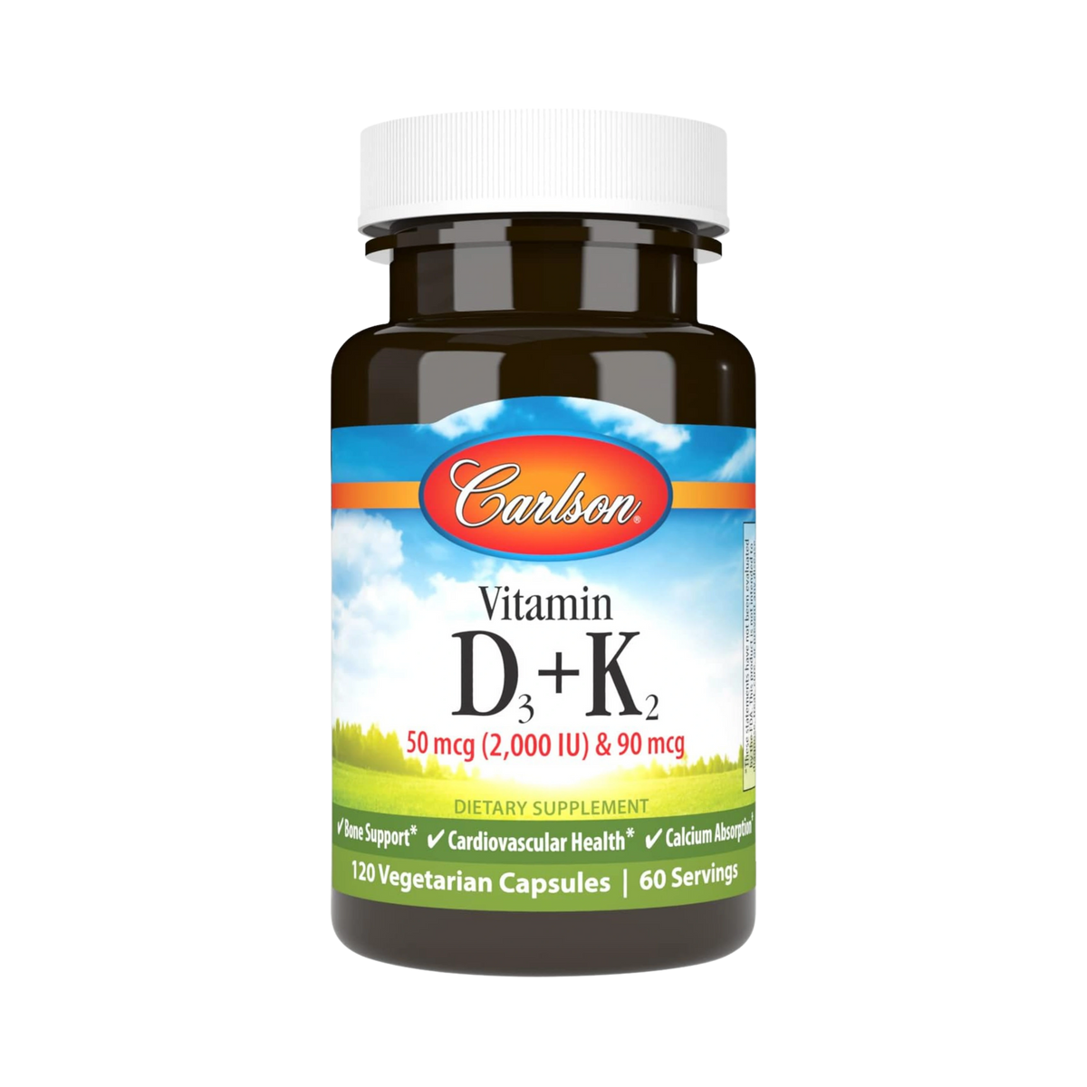 Carlson, Vitamin D3 + K2, 120 Vegetarian Capsules
