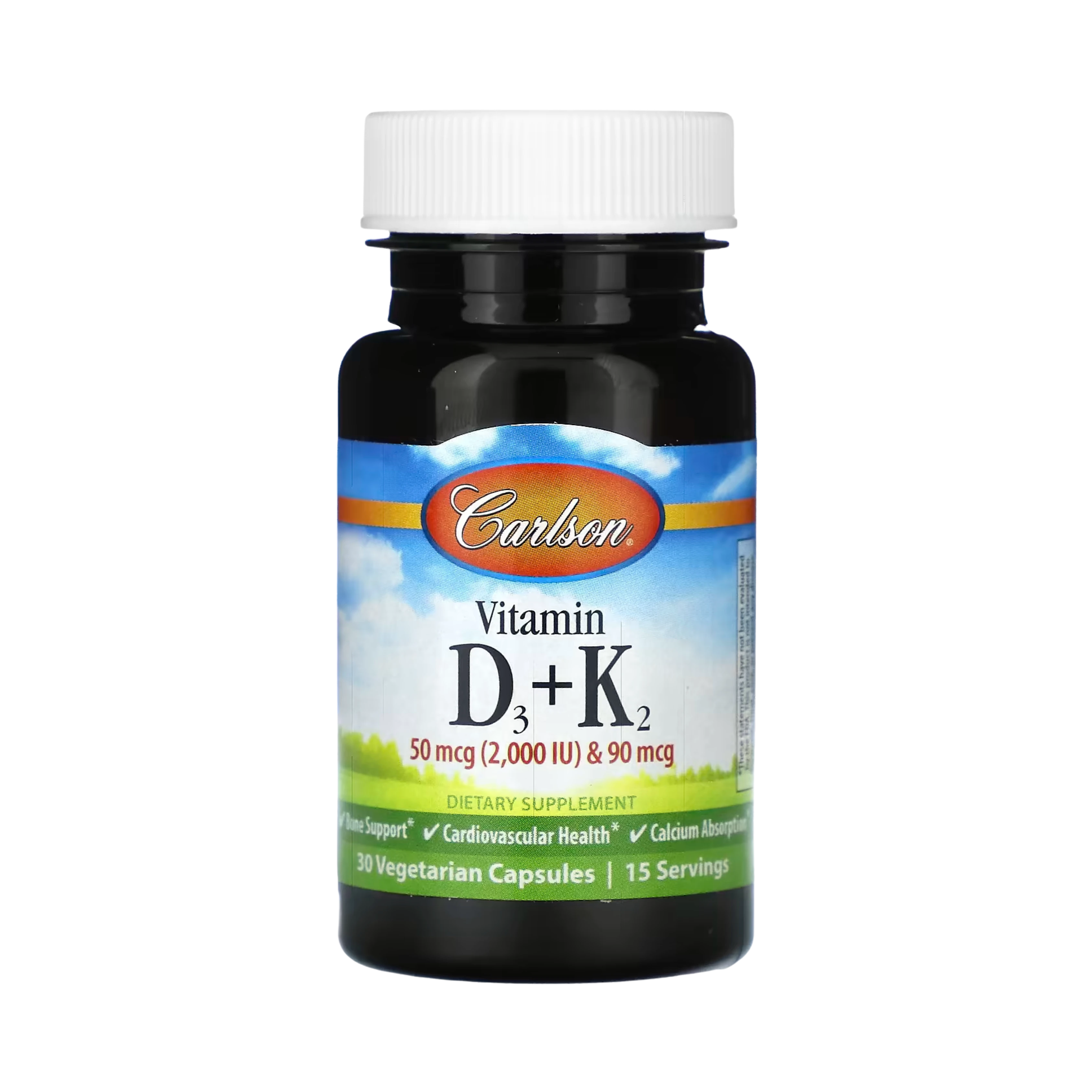Carlson, Vitamin D3 + K2, 30 Vegetarian Capsules