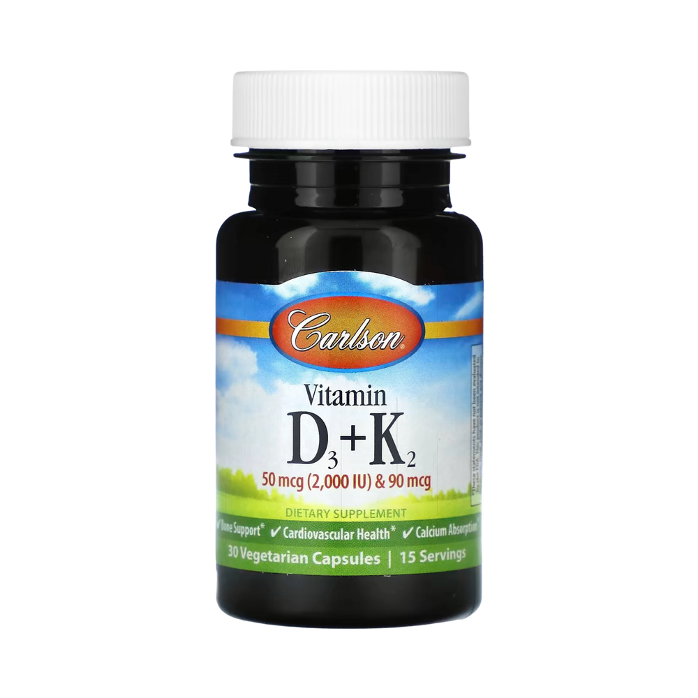 Carlson, Vitamin D3 + K2, 30 Vegetarian Capsules