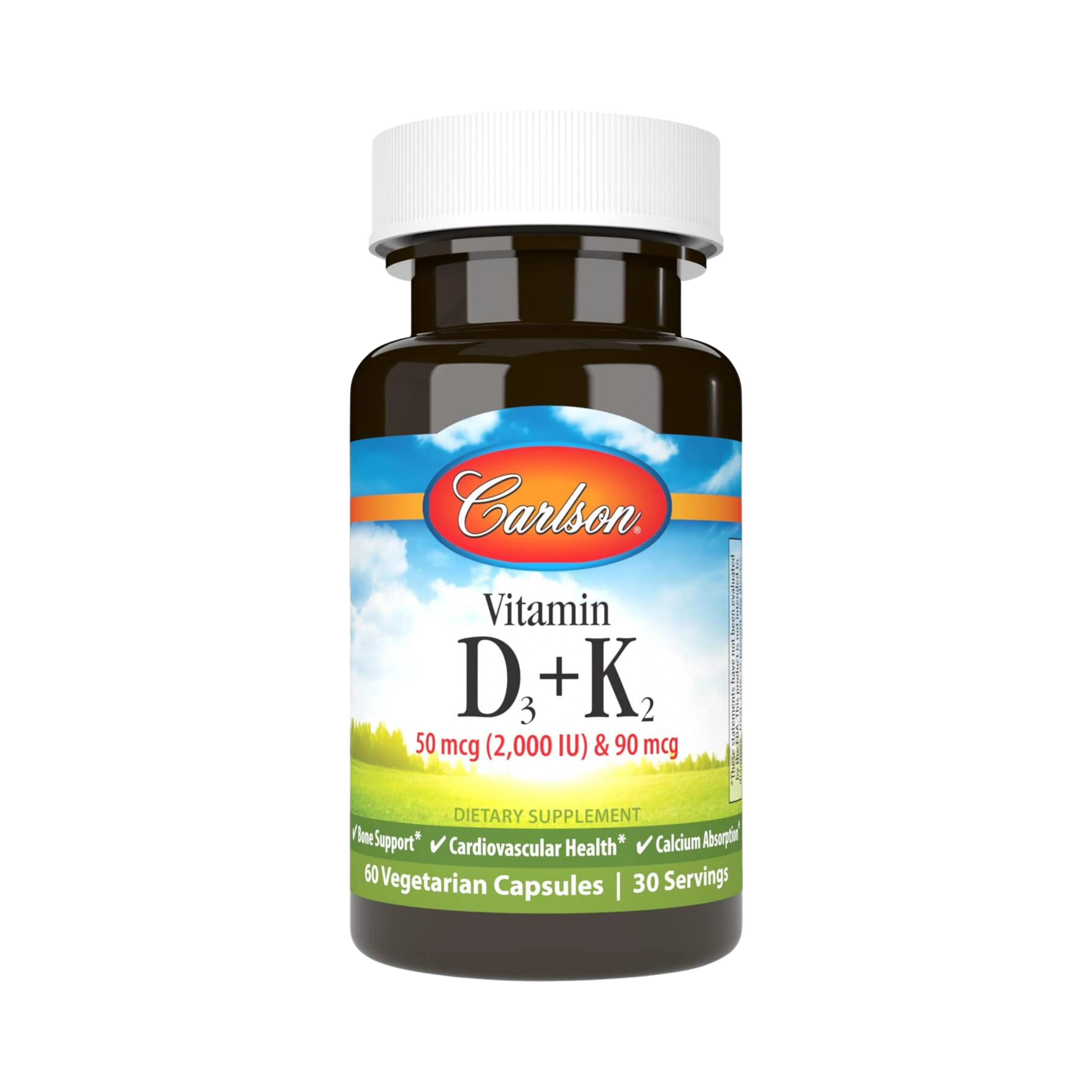 Carlson , Vitamin D3 + K2, 50 Mcg (2000 IU) 60 Capsules