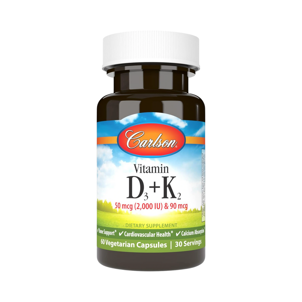 Carlson , Vitamin D3 + K2, 50 Mcg (2000 IU) 60 Capsules