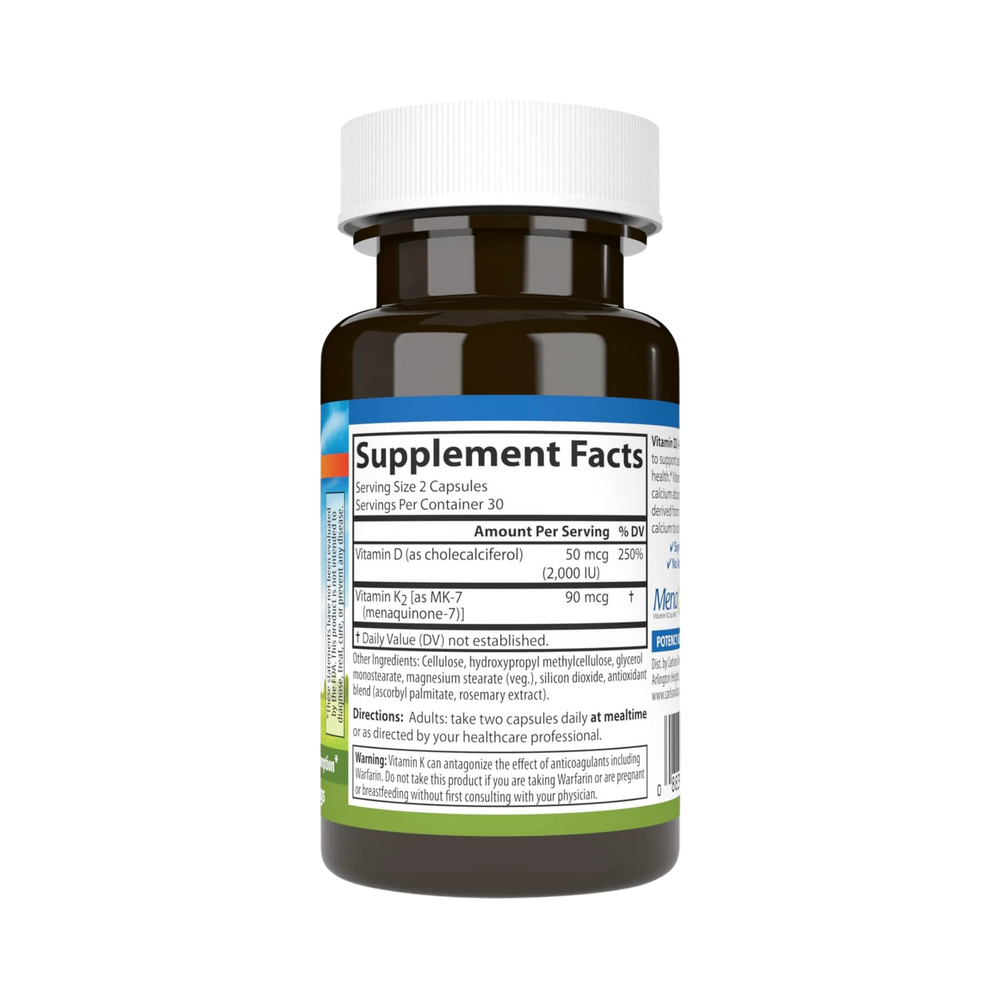 Carlson , Vitamin D3 + K2, 50 Mcg (2000 IU) 60 Capsules