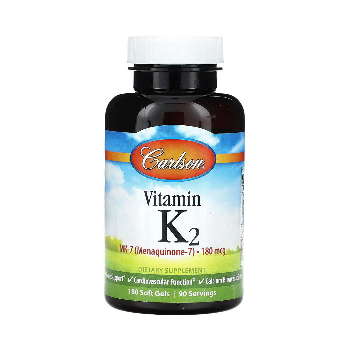 Carlson, Vitamin K2, 180 Soft Gels (90 mcg per Soft Gel)