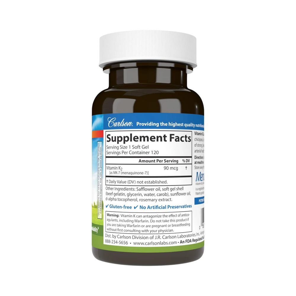 Carlson, Vitamin K2 as MK-7 90 Mcg, 120 Softgels