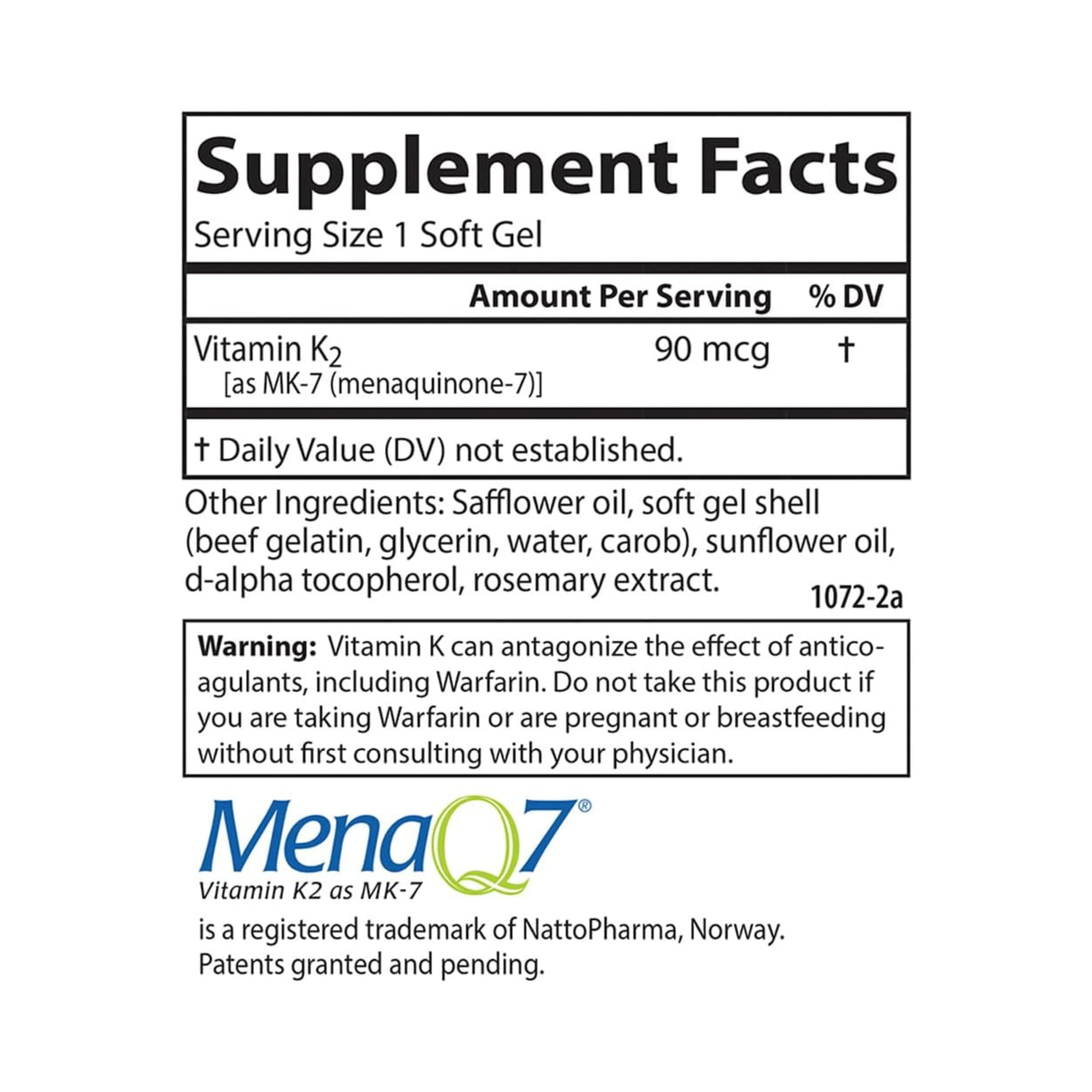 Carlson, Vitamin K2 as MK-7 90 Mcg, 120 Softgels