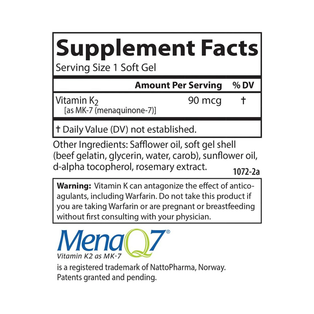 Carlson, Vitamin K2 as MK-7 90 Mcg, 120 Softgels