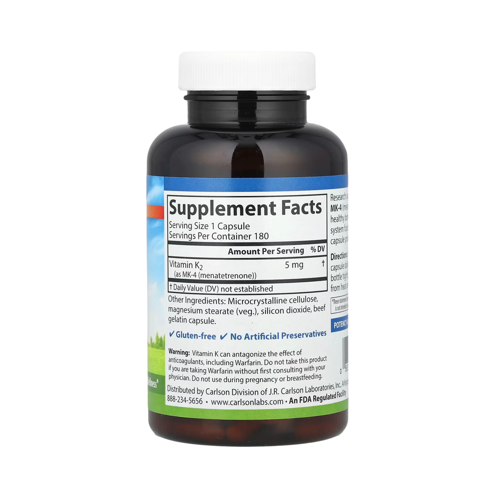 Carlson, Vitamin K2, MK-4, 5 Mg, 180 Capsules