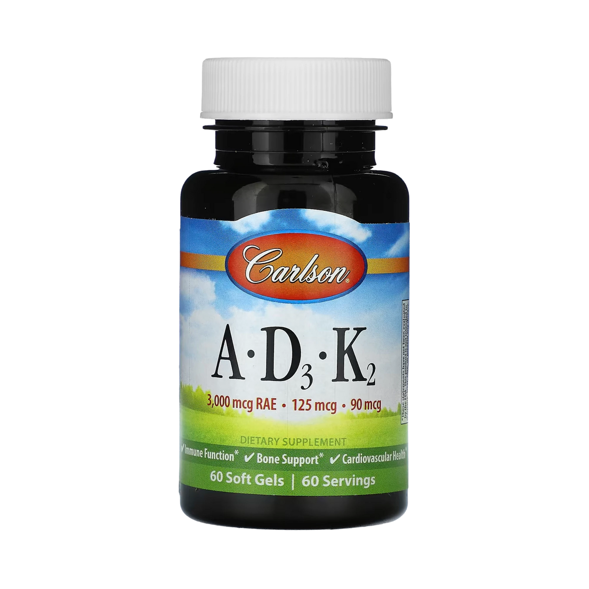 Carlson, Vitamins A - D3 - K2, 60 Soft Gels