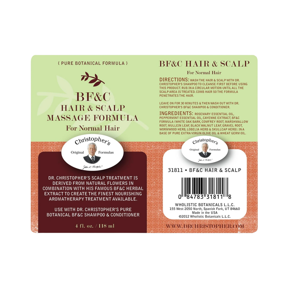 Christopher's Original Formulas, BF&C, Hair & Scalp Massage Oil, 4 Oz