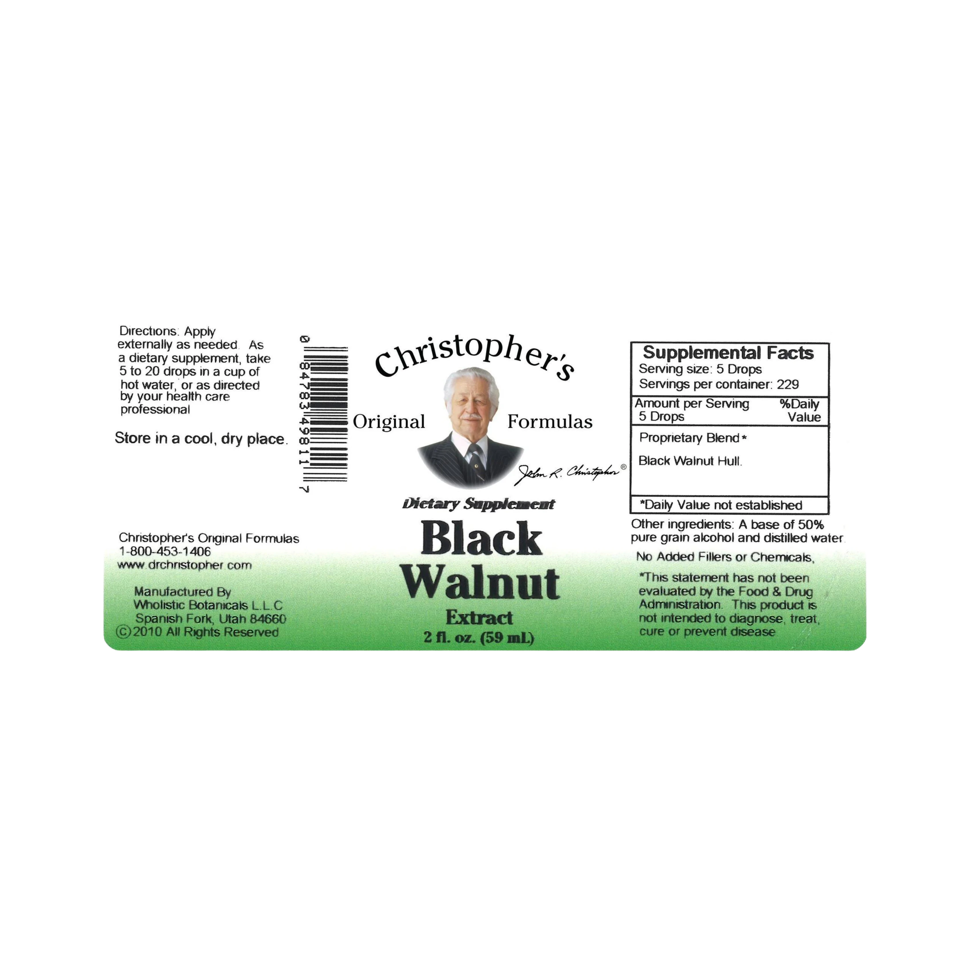 Christopher's Original Formulas, Black Walnut Hull, Alcohol Extract, 2 Oz