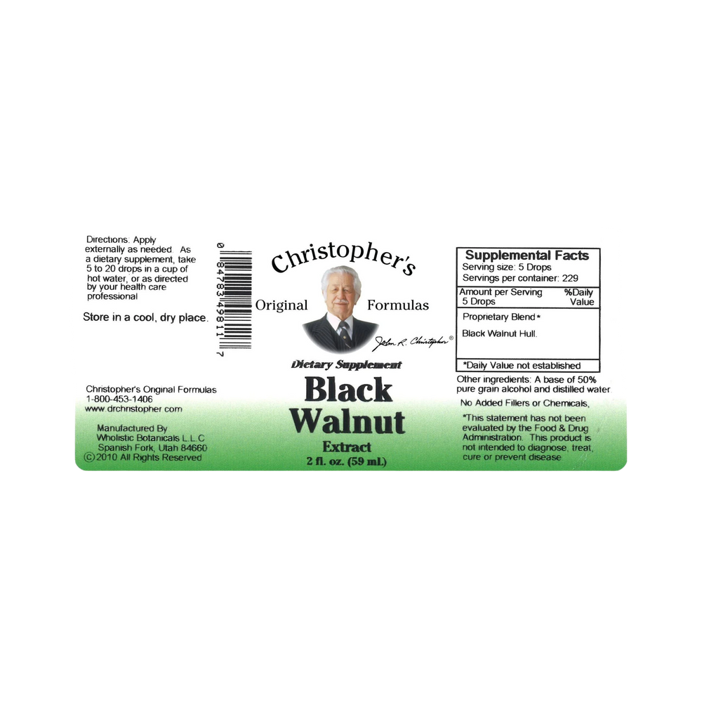Christopher's Original Formulas, Black Walnut Hull, Alcohol Extract, 2 Oz