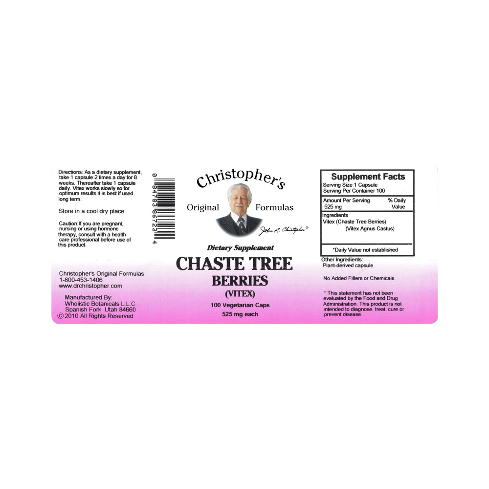 Christopher's Original Formulas, Chaste Tree Berry, 100 Capsules