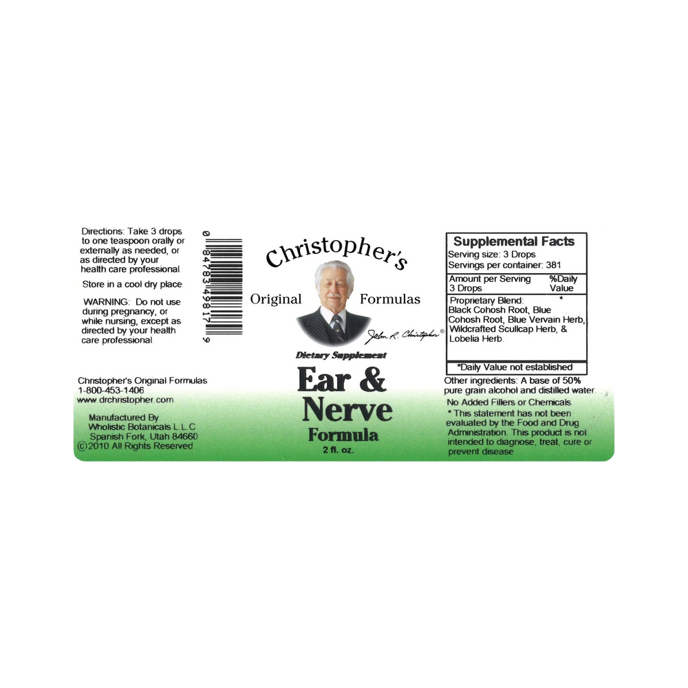 Christopher's Original Formulas, Ear & Nerve Formula Alcohol Extract, 2 Oz