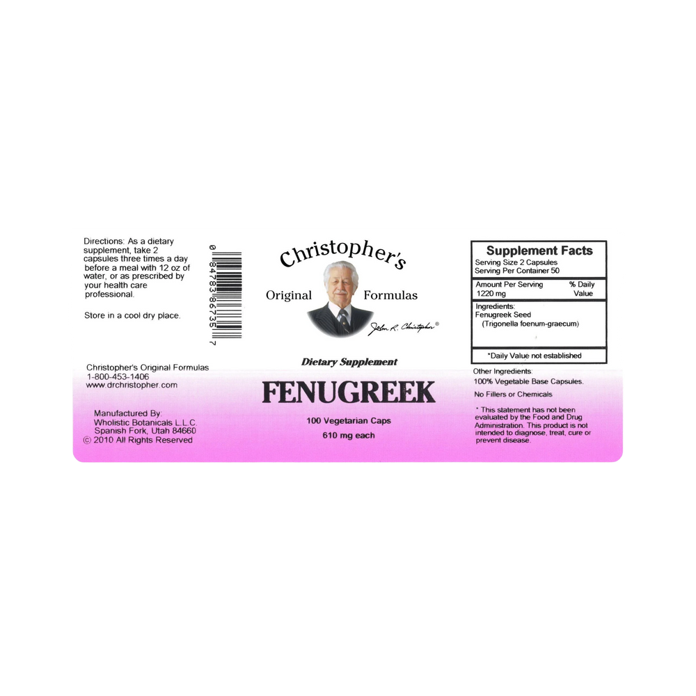Christopher's Original Formulas, Fenugreek, 100 Capsules