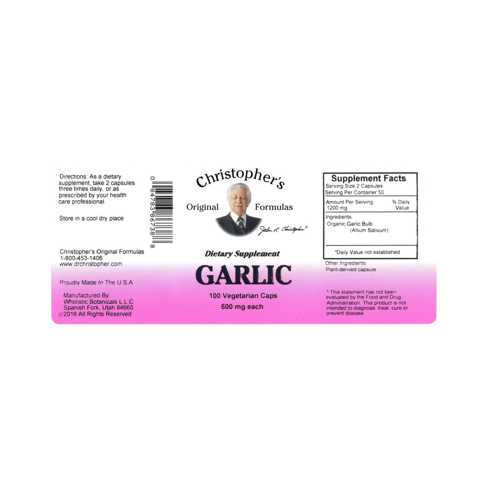 Christopher's Original Formulas, Garlic Bulb, 100 Capsules
