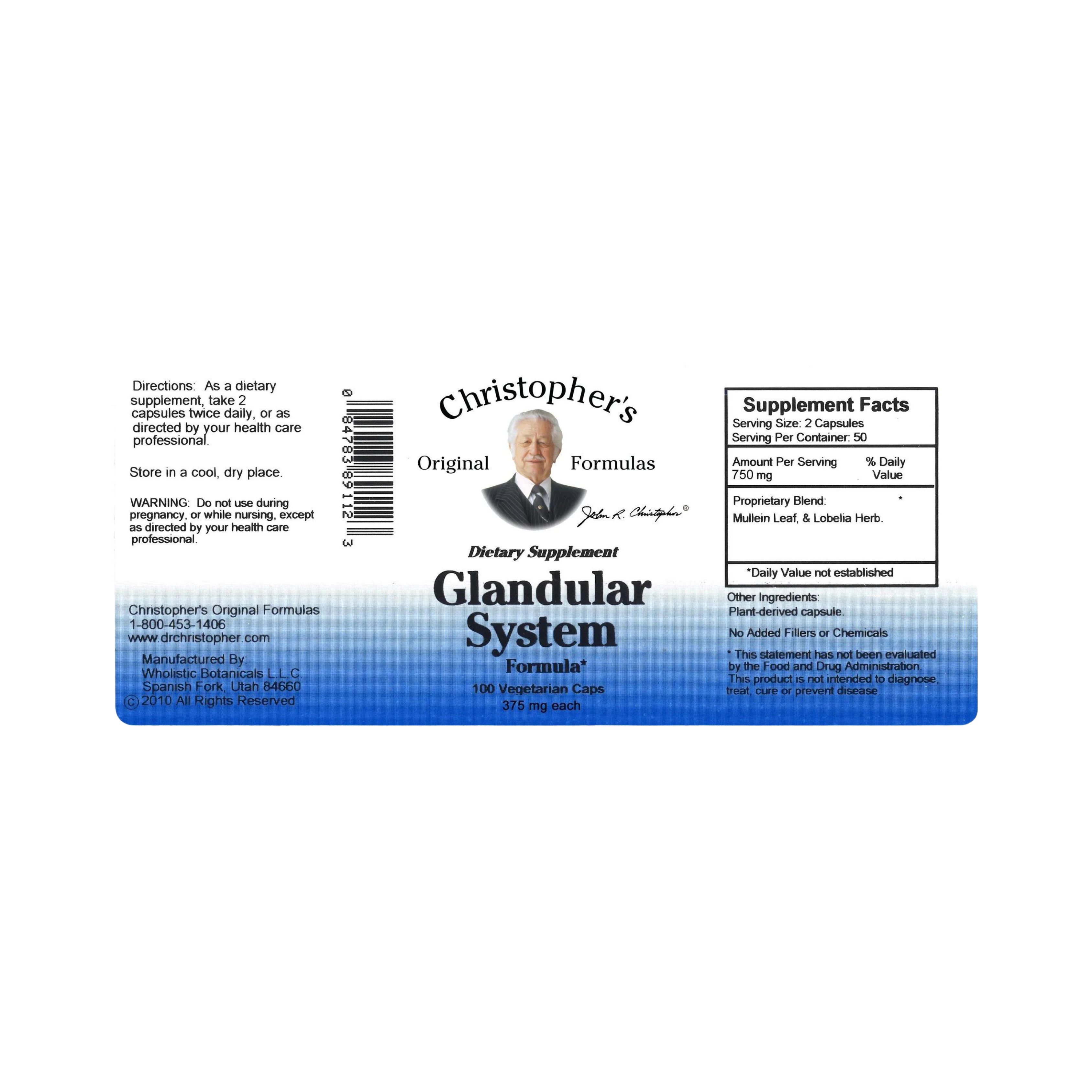 Christopher's Original Formulas, Glandular System, 100 Capsules