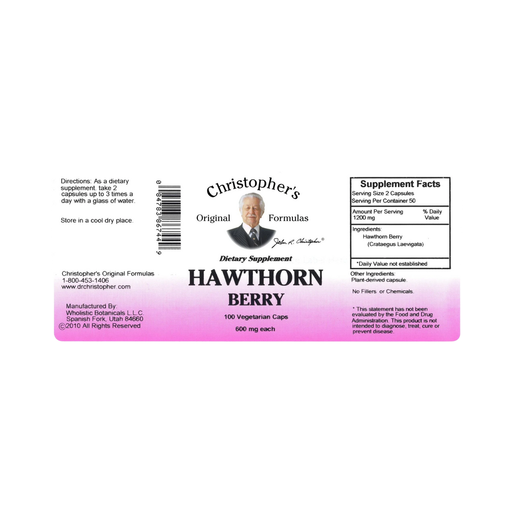 Christopher's Original Formulas, Hawthorn Berry, 100 Capsules
