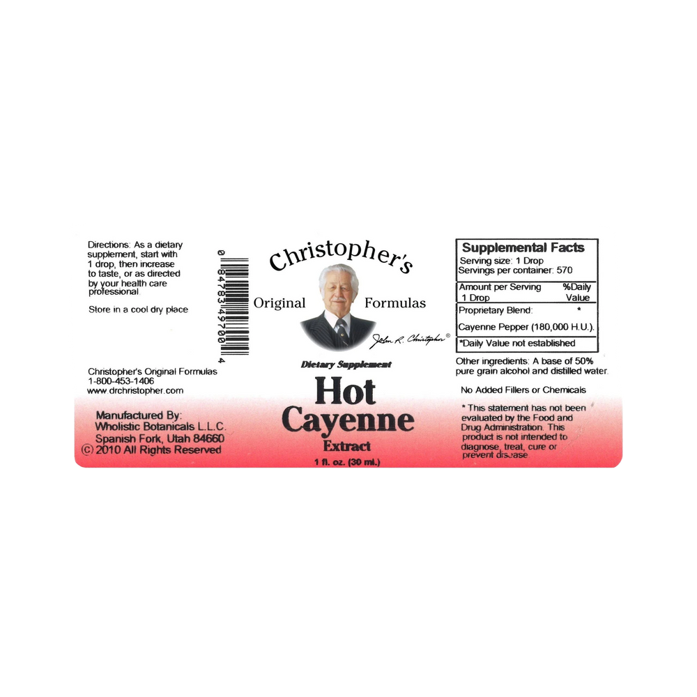 Christopher's Original Formulas, Hot Cayenne Pepper, 200,000 H.U. 1 Oz