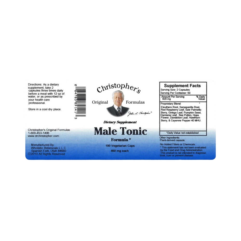 Christopher's Original Formulas, Male Tonic, 100 Capsules