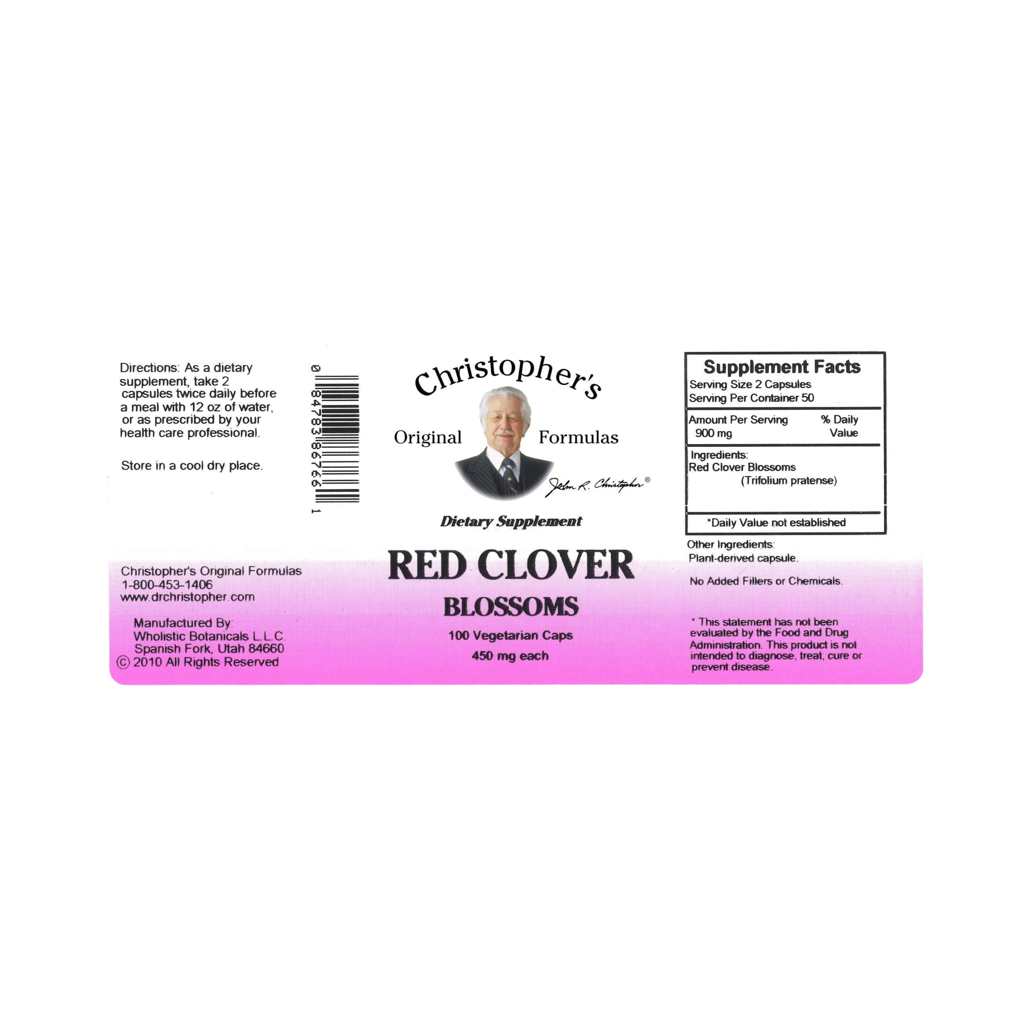 Christopher's Original Formulas, Red Clover Blossoms, 100 Capsules