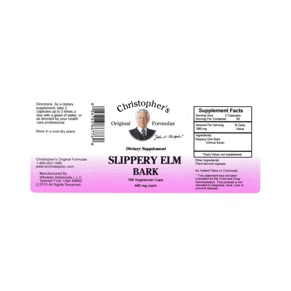 Christopher's Original Formulas, Slippery Elm Bark, 100 Capsules