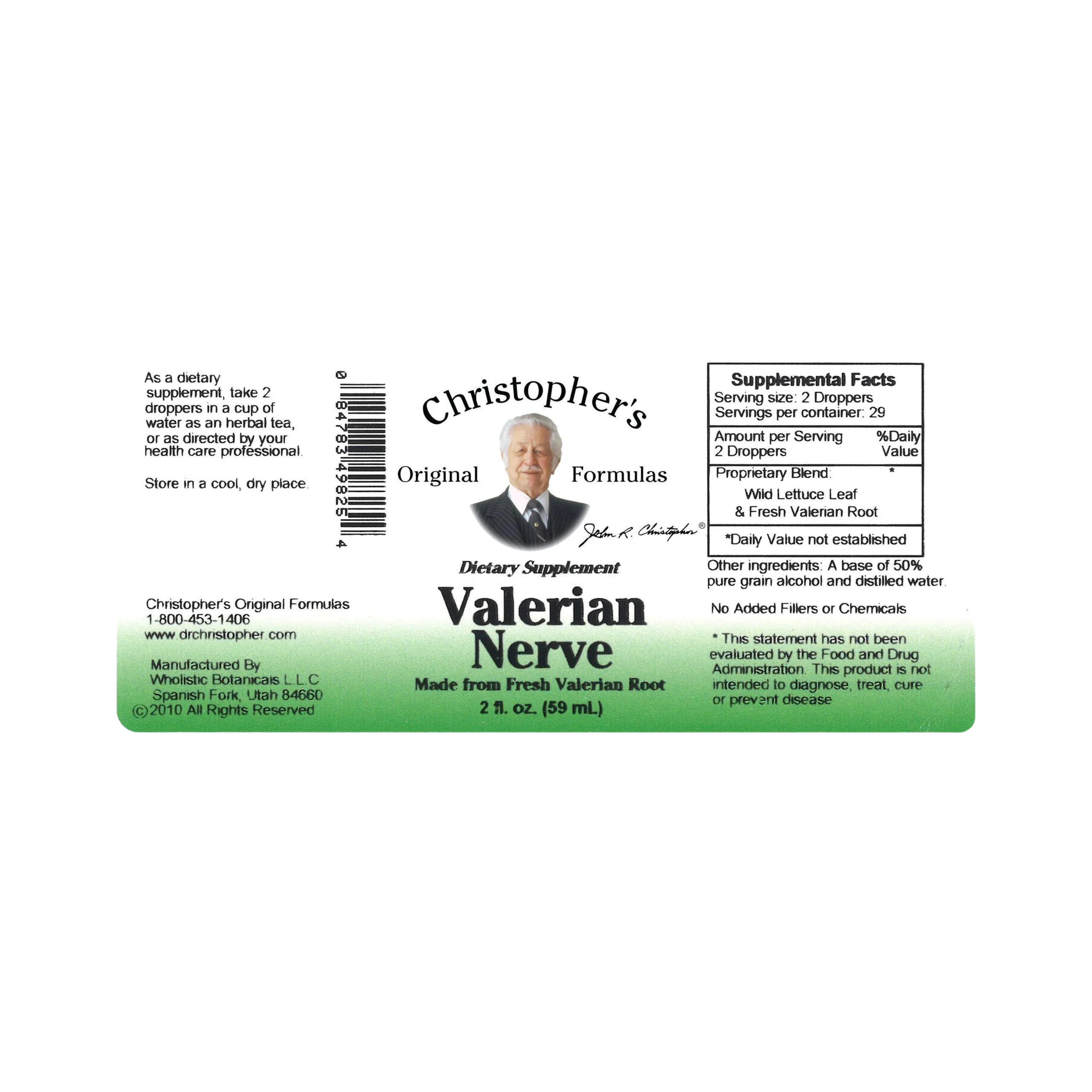 Christopher's Original Formulas, Valerian Nerve Formula, Alcohol Extract, 2 Oz