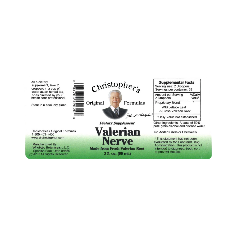 Christopher's Original Formulas, Valerian Nerve Formula, Alcohol Extract, 2 Oz