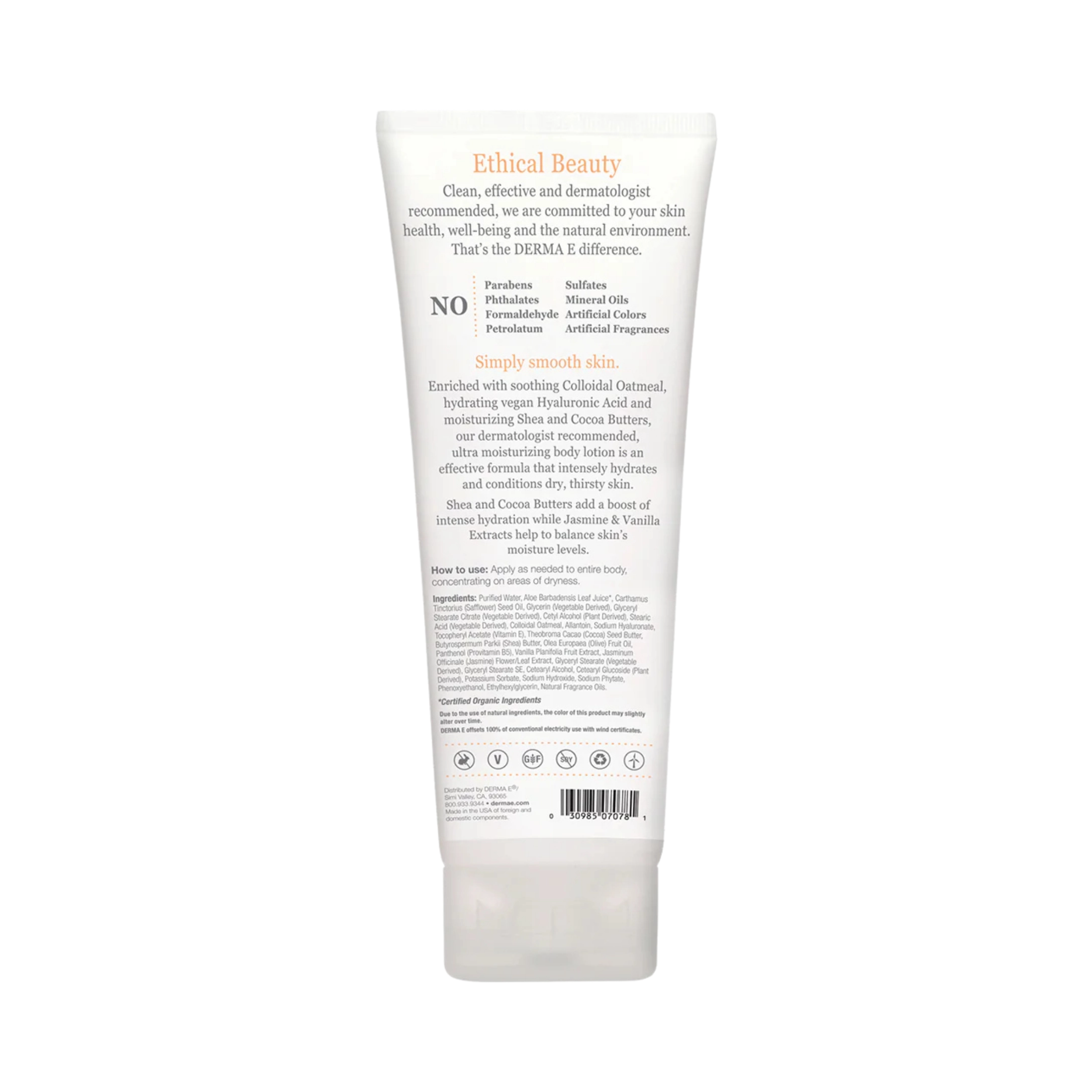 Derma E, Jasmine & Vanilla Ultra Moisturizing Shea Body Lotion, 8 Oz