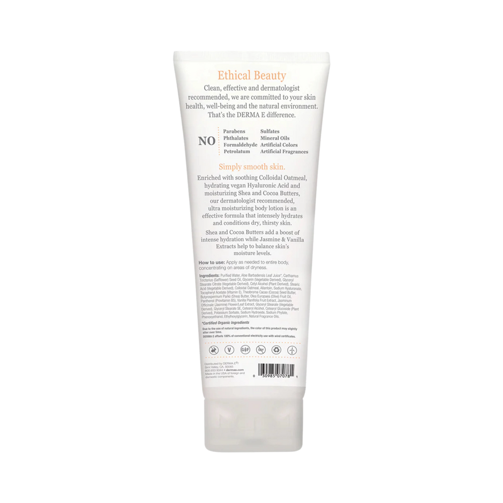 Derma E, Jasmine & Vanilla Ultra Moisturizing Shea Body Lotion, 8 Oz