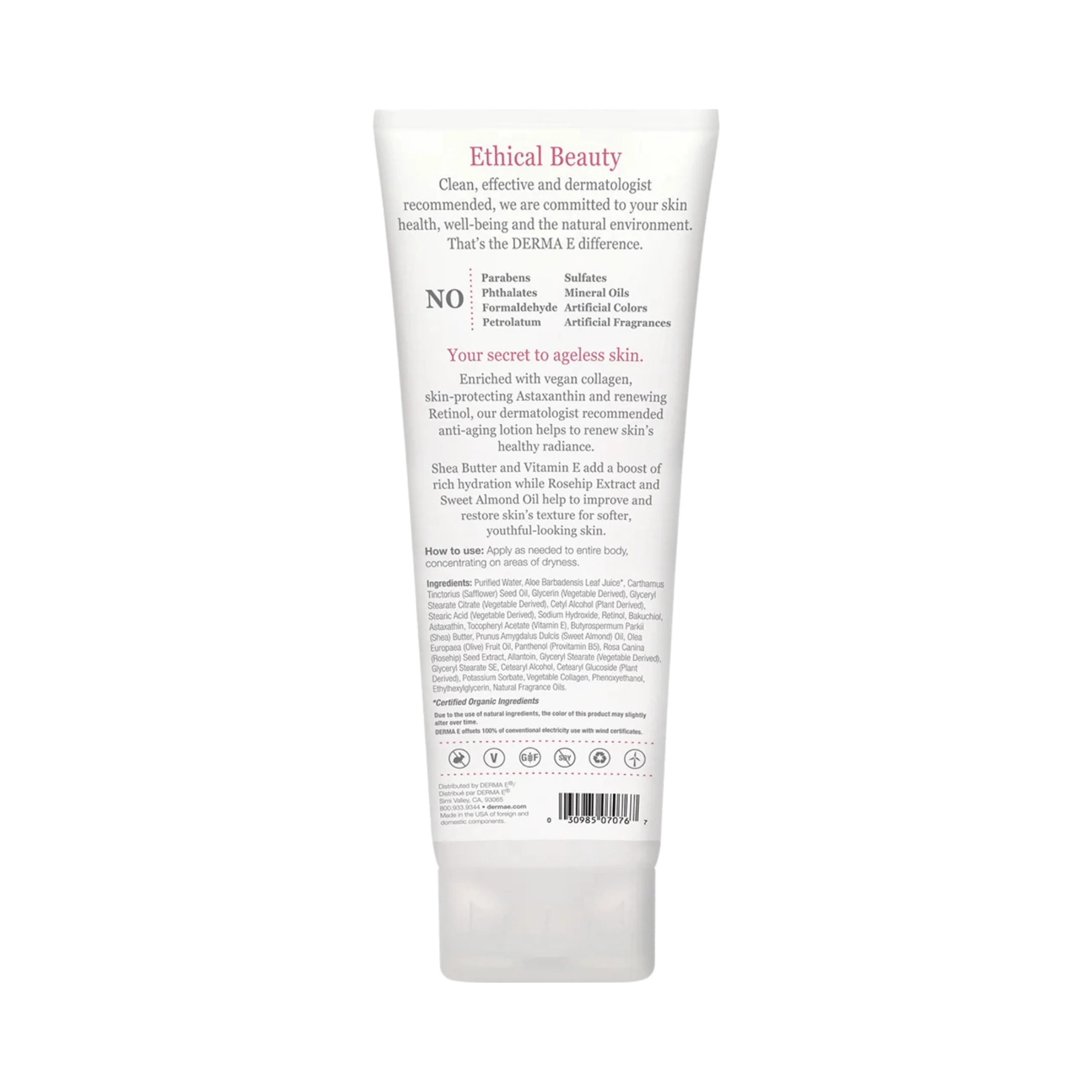 Derma E, Rosehip & Almond Anti-Aging Shea Body Lotion, 8 Oz