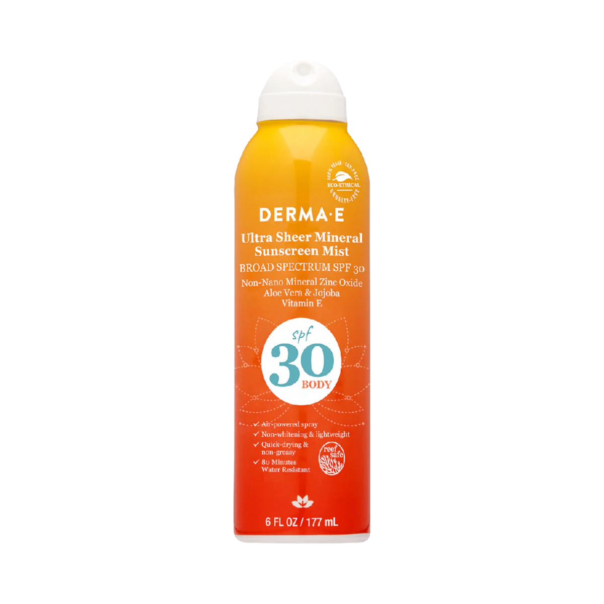 Derma E, Ultra Sheer Mineral Body Sunscreen Mist SPF 30, 6 Fl Oz