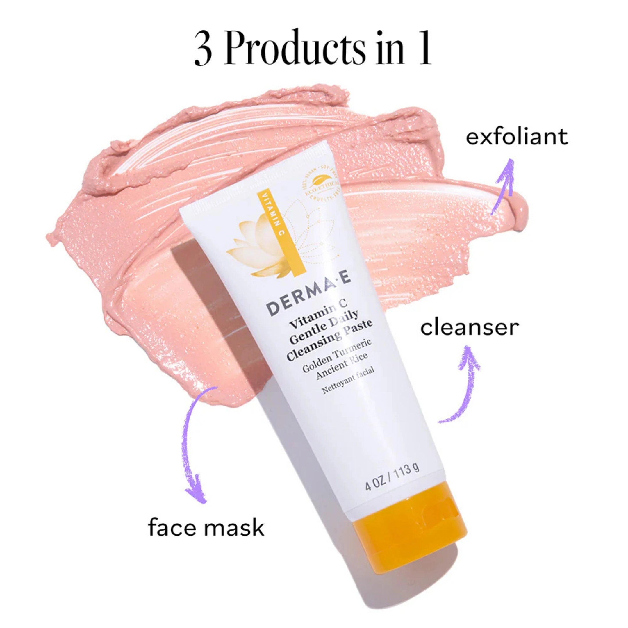 Derma E, Vitamin C Gentle Daily Cleansing Paste, 4 Oz