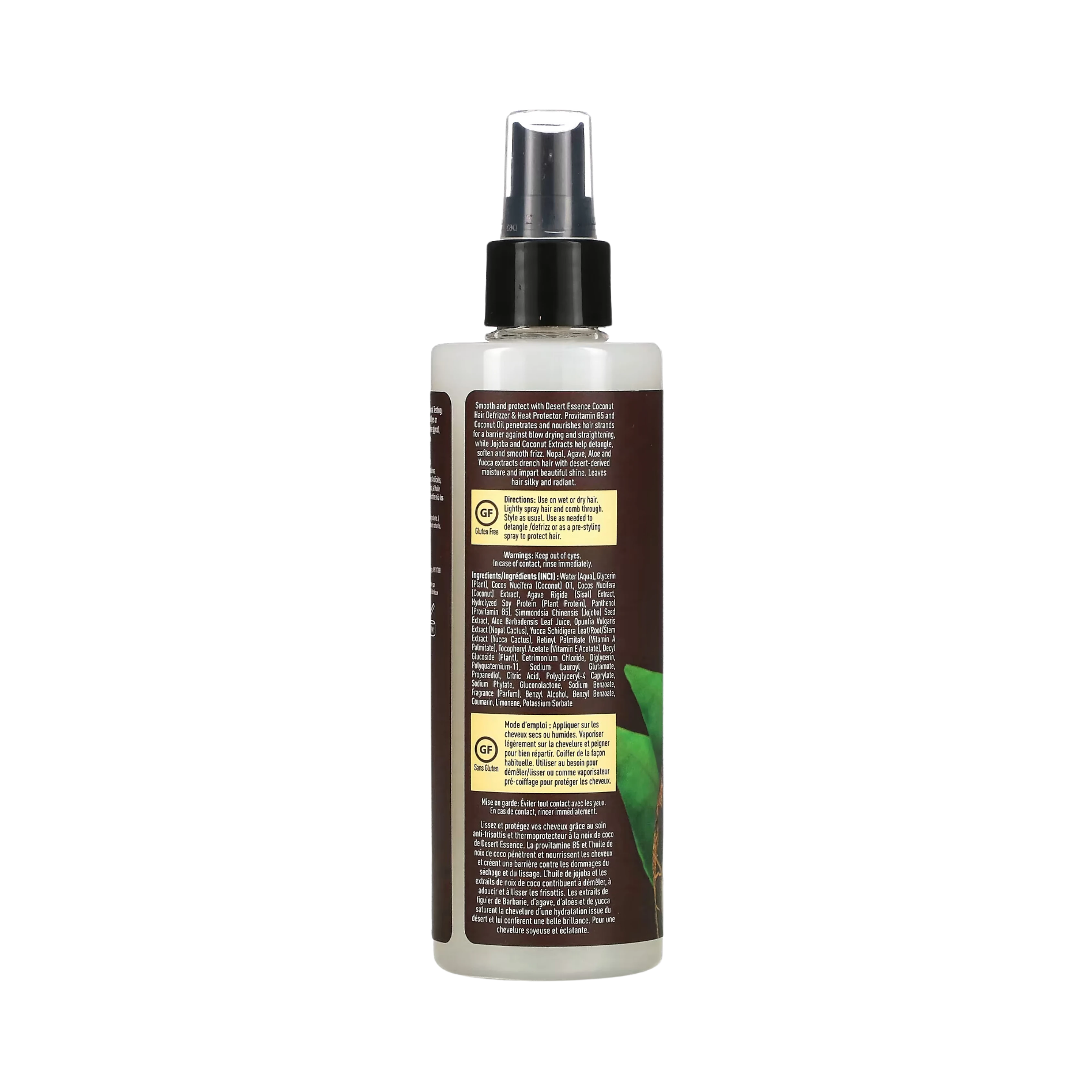 Desert Essence, Coconut Hair Defrizzer & Heat Protector Spray, 8 Oz