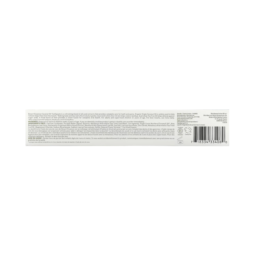 Desert Essence, Coconut Oil Toothpaste, 6.25 Oz