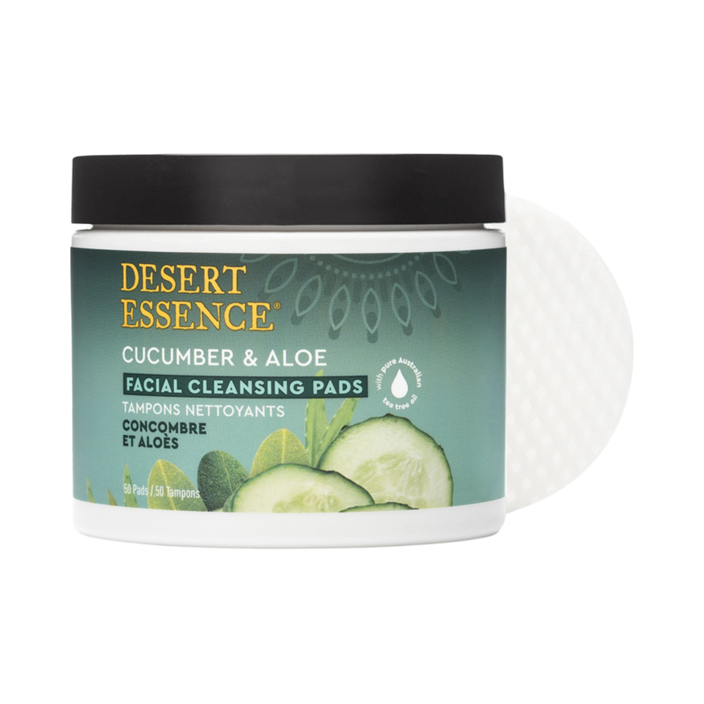 Desert Essence, Cucumber & Aloe Facial Cleansing Pads, 50 Pads