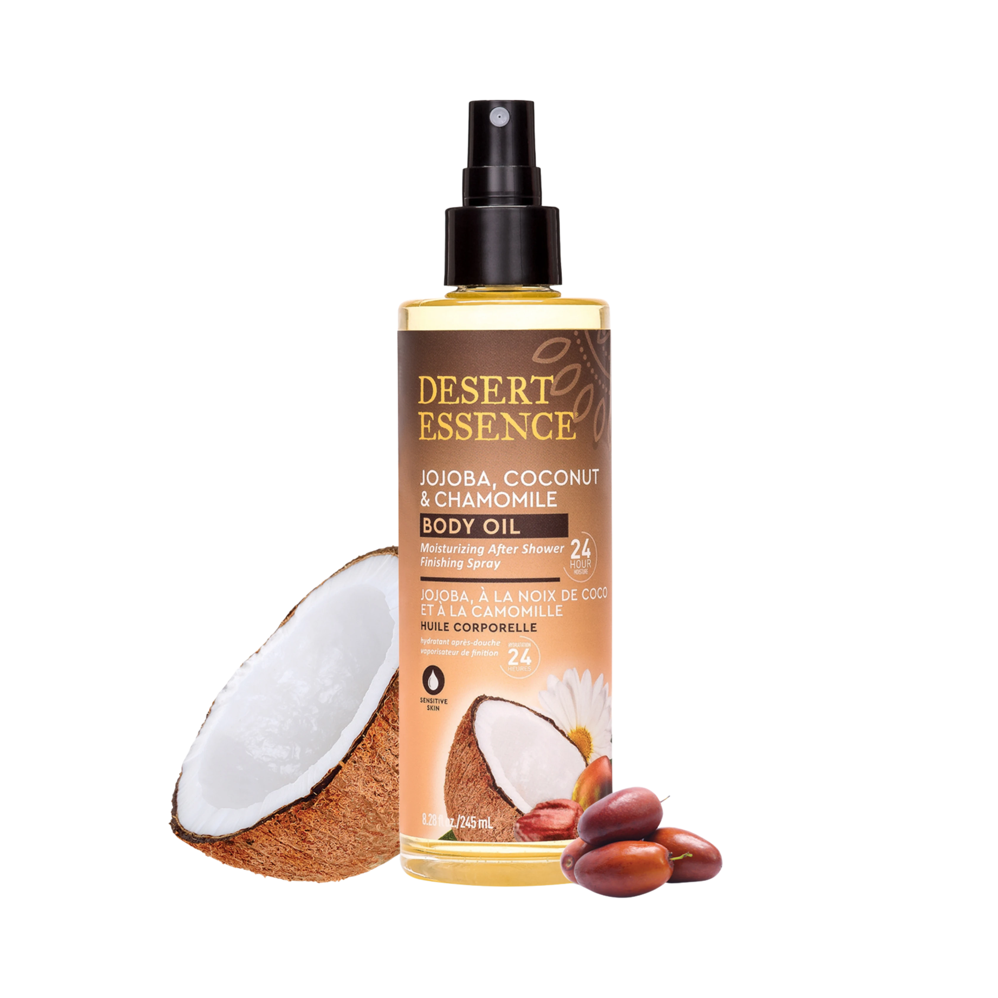 Desert Essence, Jojoba, Coconut & Chamomile Body Oil Spray, 8.28 Fl Oz