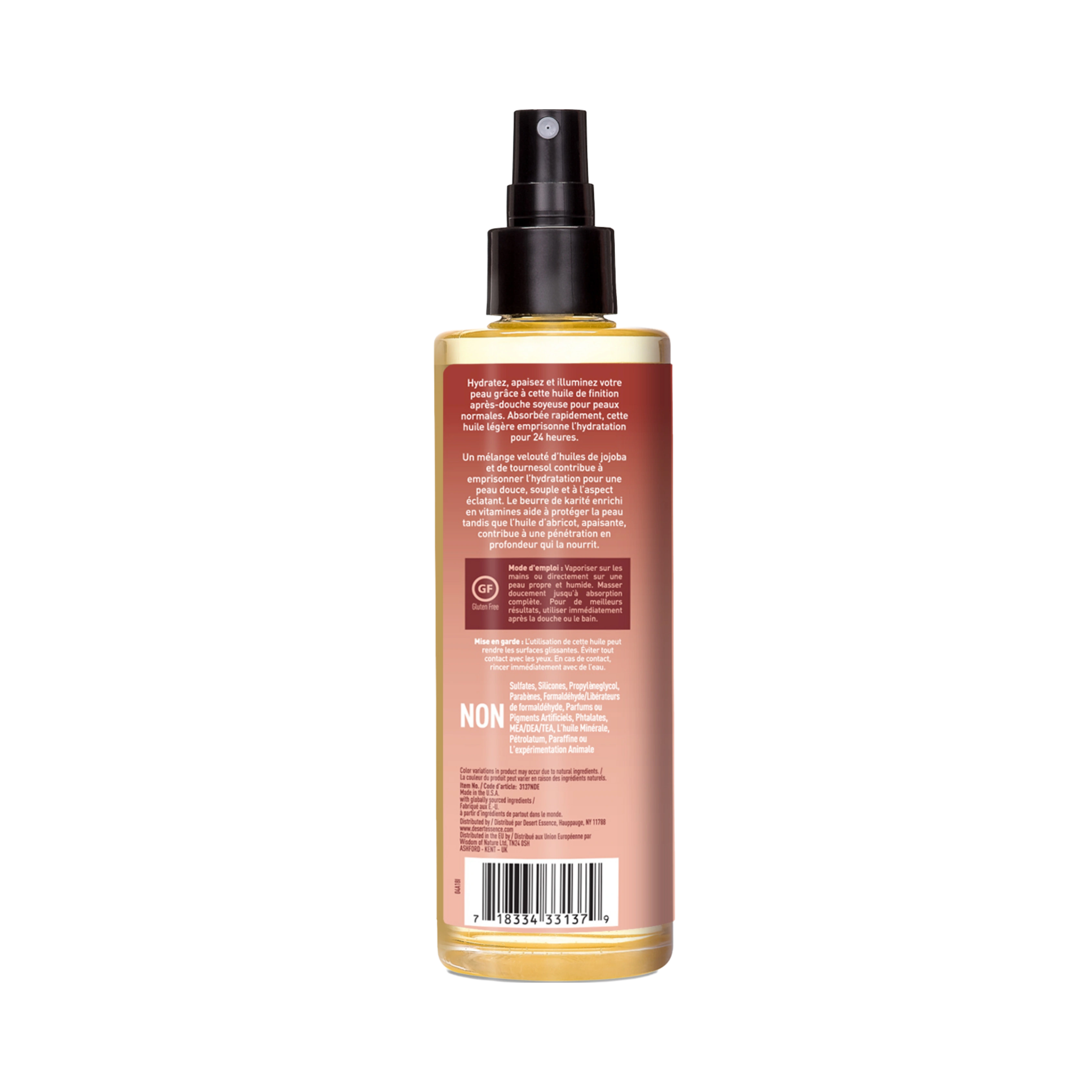 Desert Essence, Jojoba & Sunflower Body Oil Spray, 8.28 Fl Oz