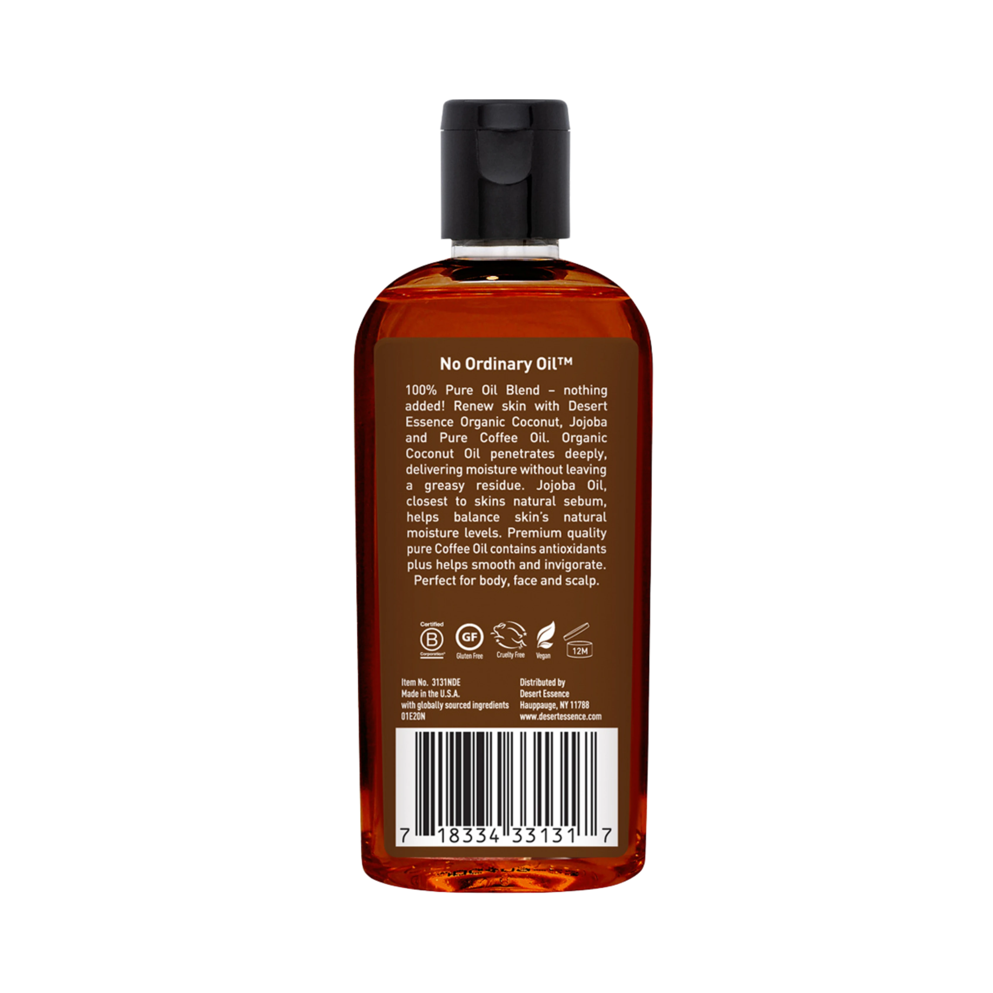 Desert Essence, Organic Coconut, Jojoba & Coffee Oil, 4 Fl Oz