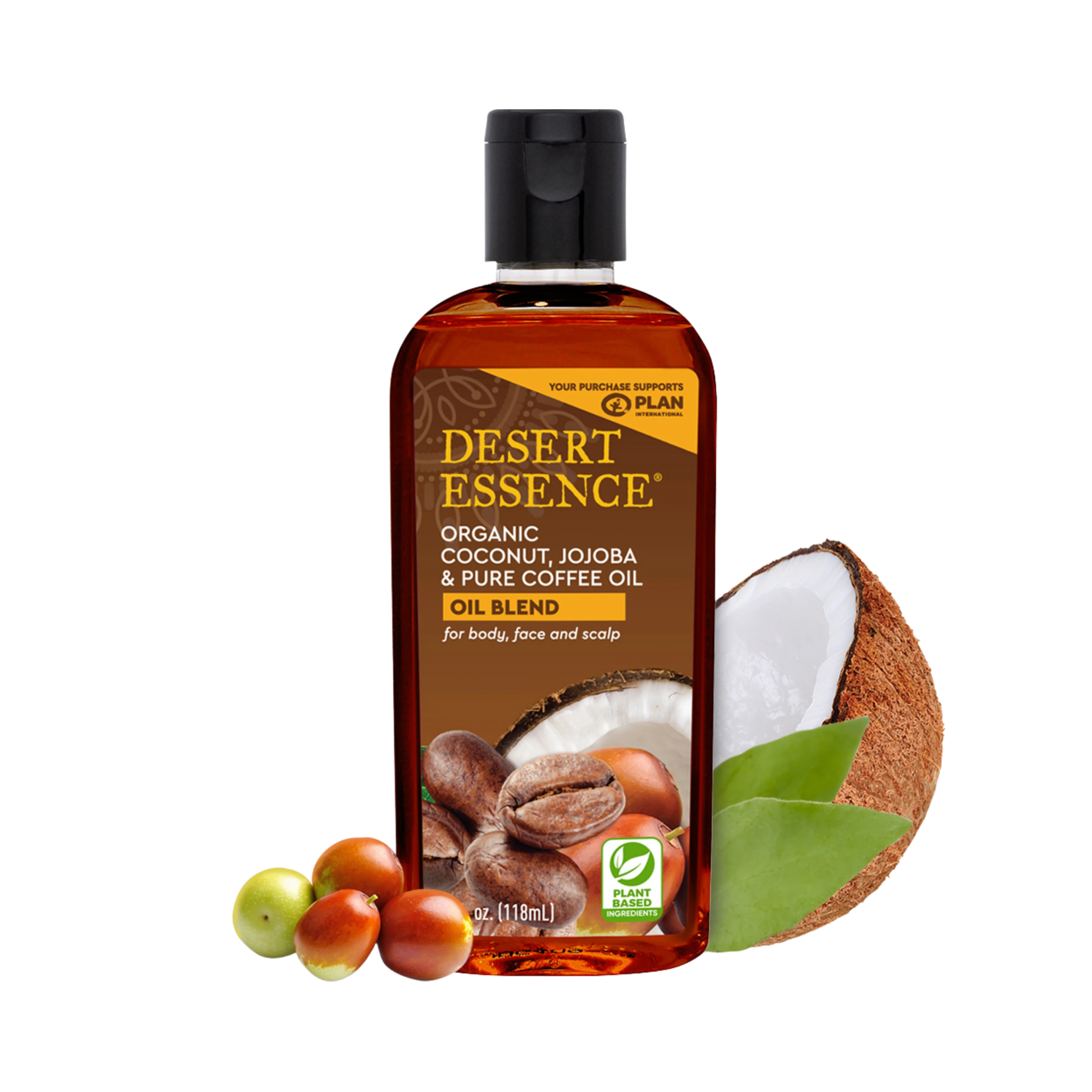 Desert Essence, Organic Coconut, Jojoba & Coffee Oil, 4 Fl Oz