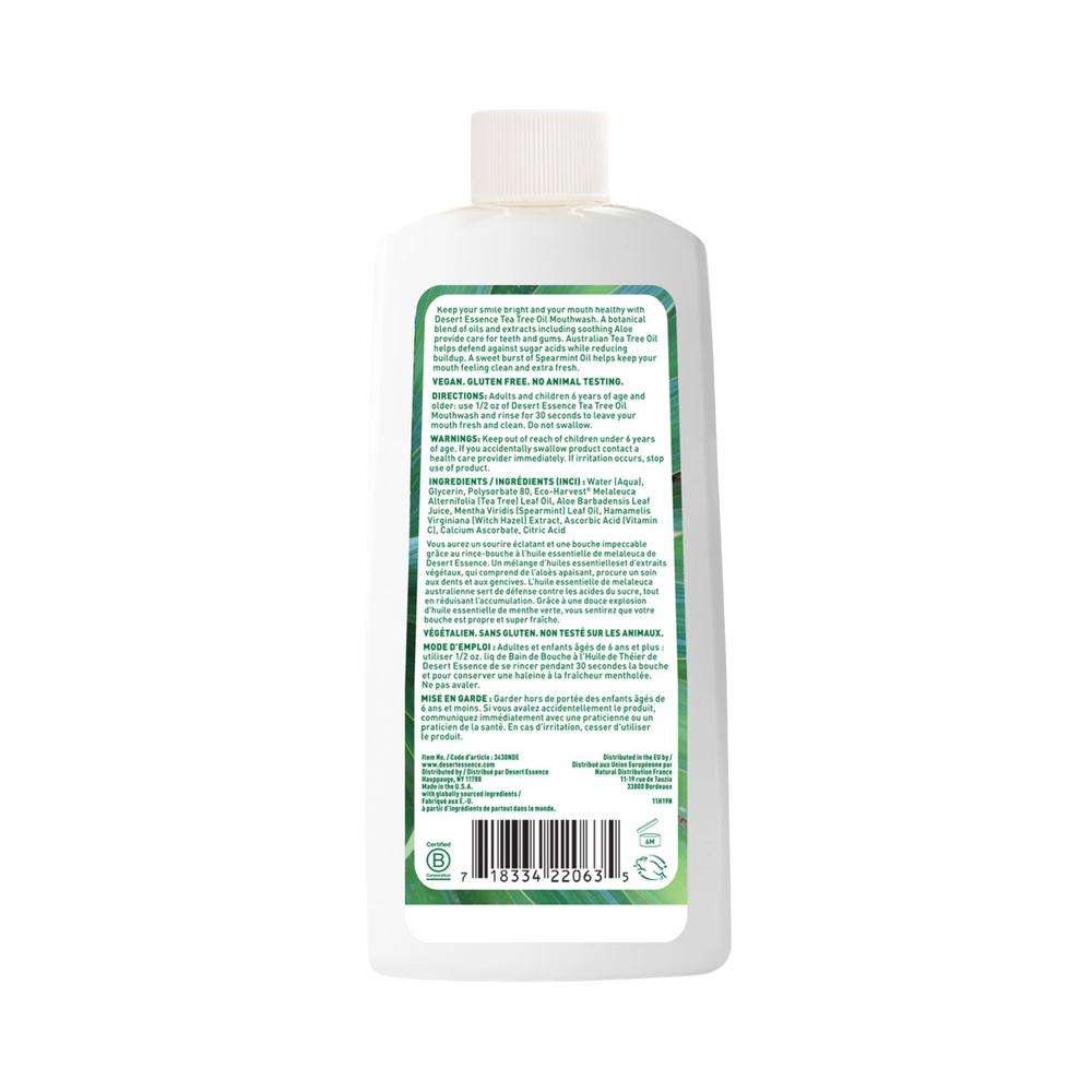 Desert Essence, Tea Tree Oil Mouthwash w/Spearmint, 8 Fl Oz
