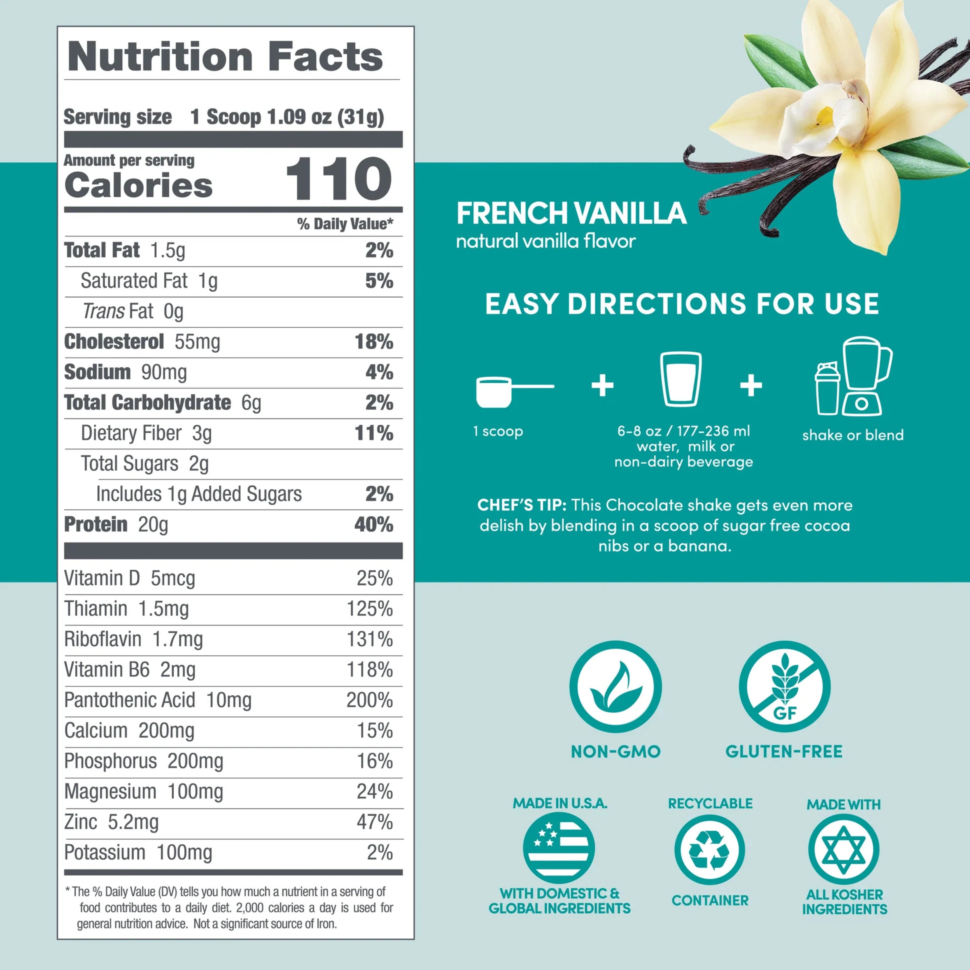 Designer Wellness, Designer Whey, Natural 100% Whey Protein Powder, French Vanilla, 908 g