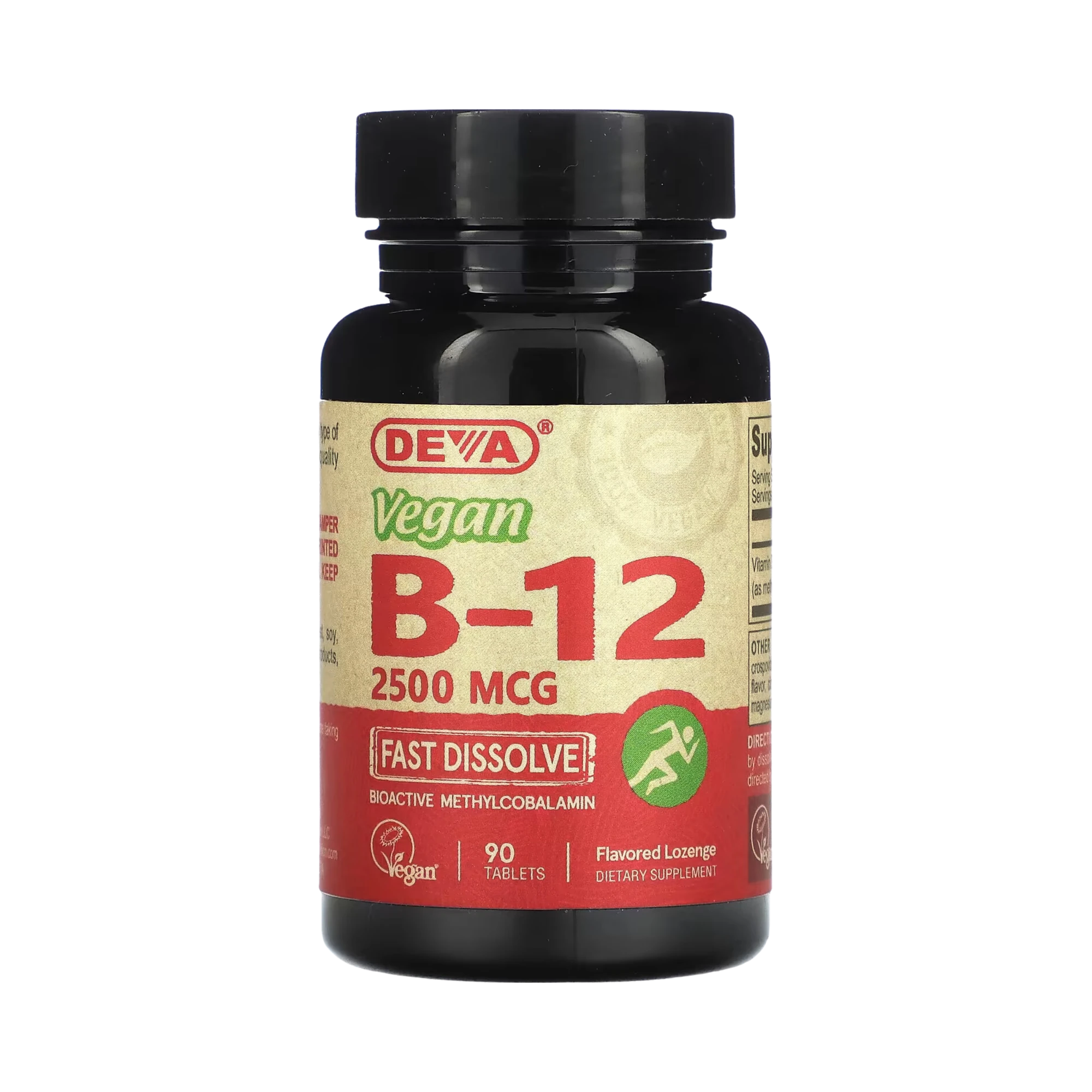 Deva, Vegan B12, Fast-Dissolve, 2,500 Mcg, 90 Tablets