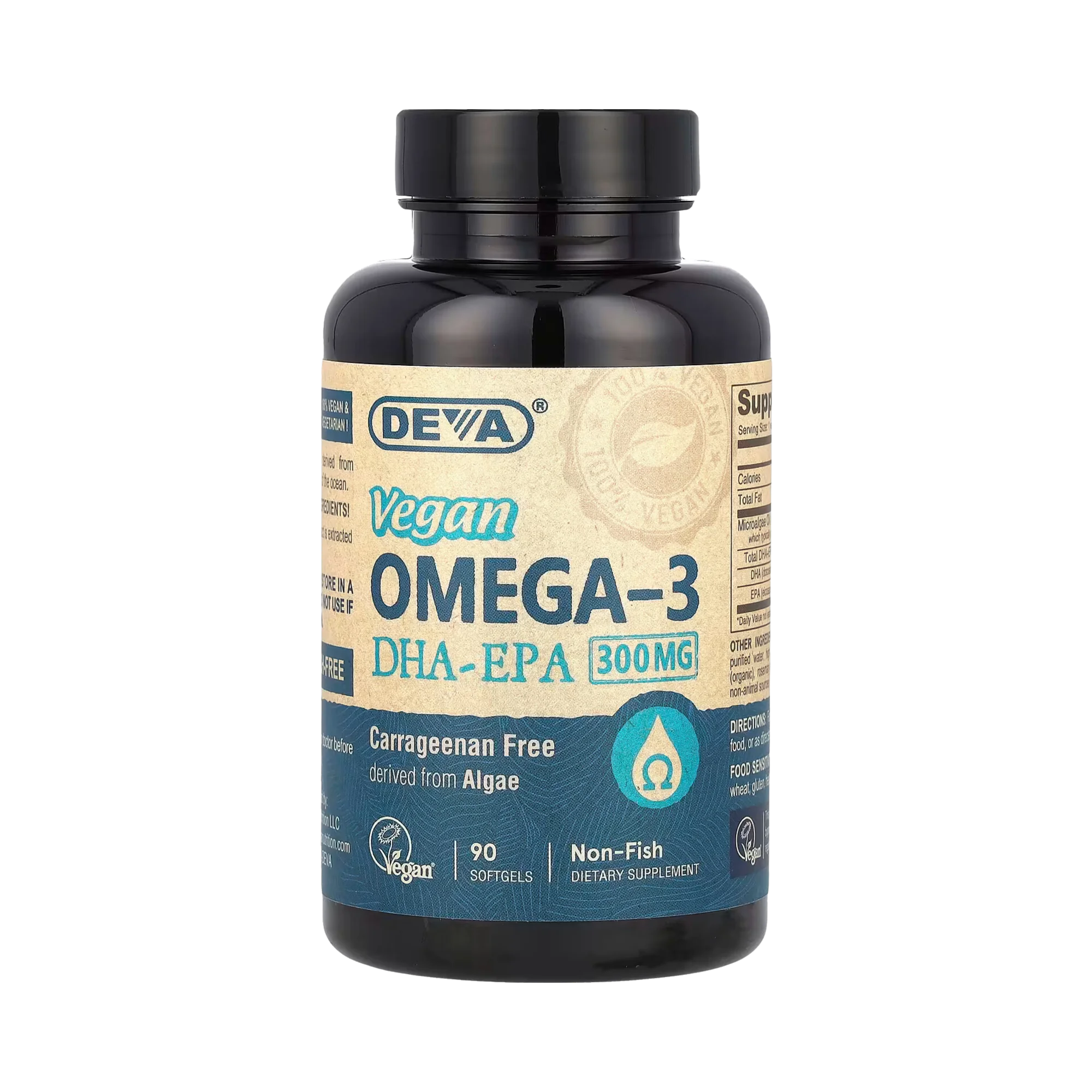 Deva, Vegan Omega-3, DHA-EPA, 300 Mg, 90 Softgels