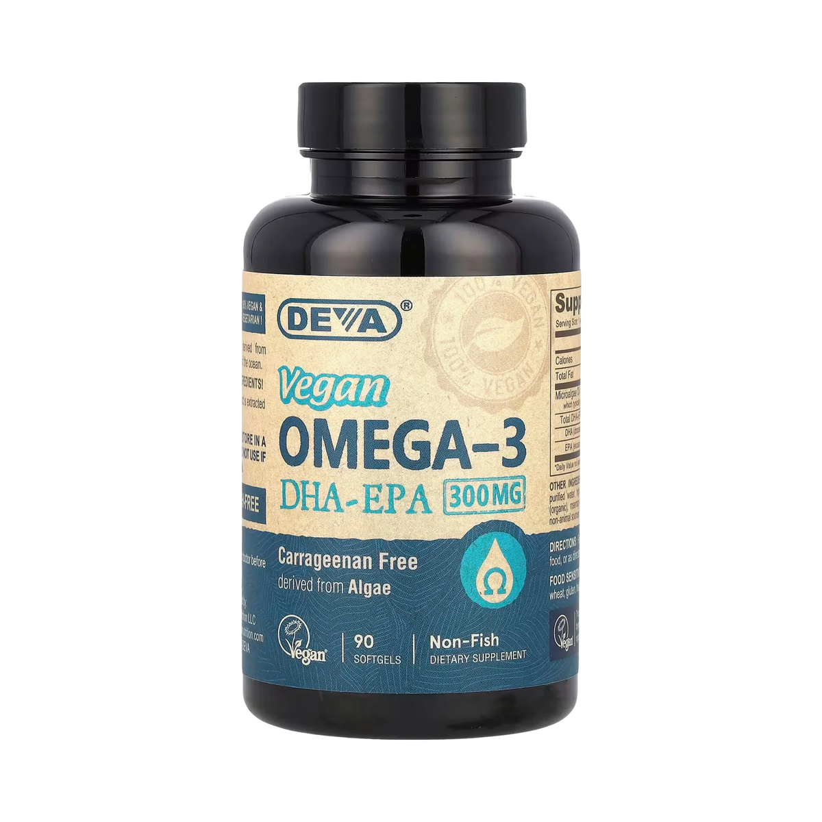 Deva, Vegan Omega-3, DHA-EPA, 300 Mg, 90 Softgels