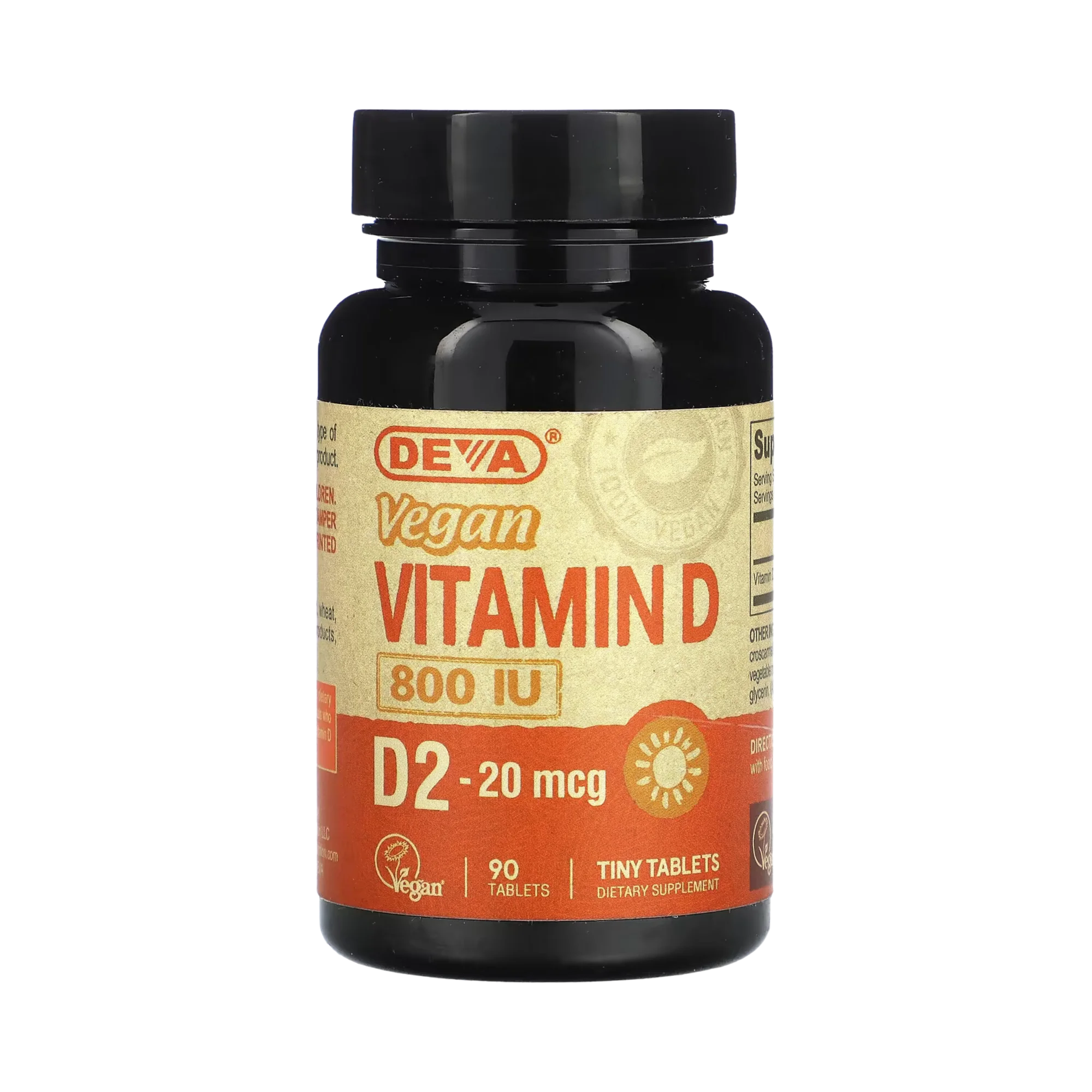 Deva, Vegan Vitamin D2, 20 mcg (800 IU), 90 Tablets