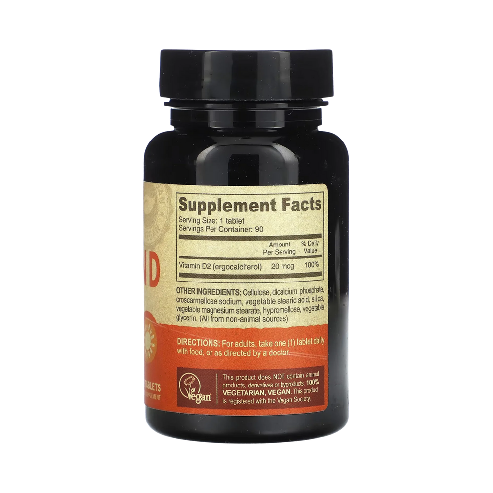 Deva, Vegan Vitamin D2, 20 mcg (800 IU), 90 Tablets